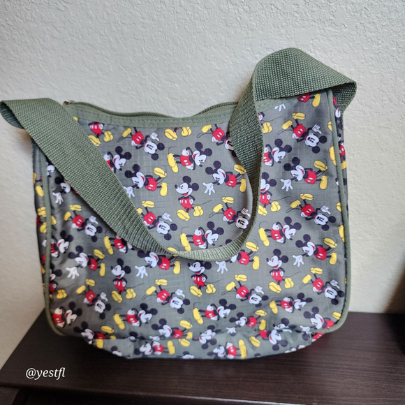 Green olive insulated small Disney Mickey Mouse tote purse with makeup bag - Picture 5 of 5